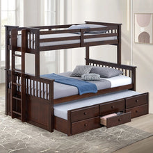 Load image into Gallery viewer, University Twin/Full Bunk Bed Grey, Walnut, &amp; White