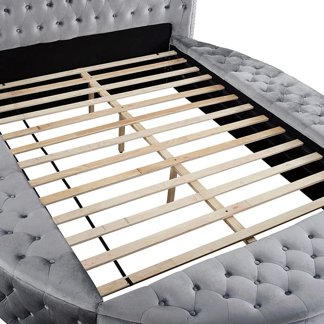 SANSOM E.King & Queen Bed, Black, Blue, & Grey