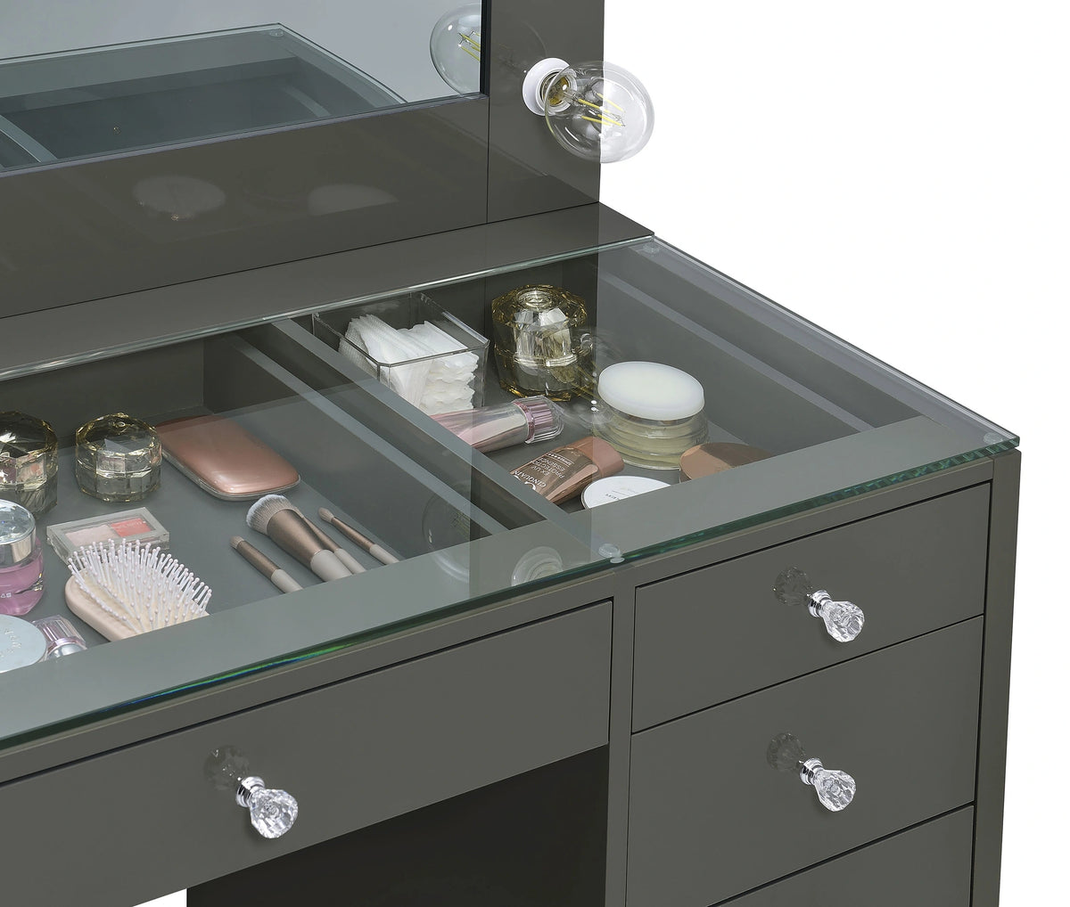 Acena Makeup Vanity Table with LED Mirror Set