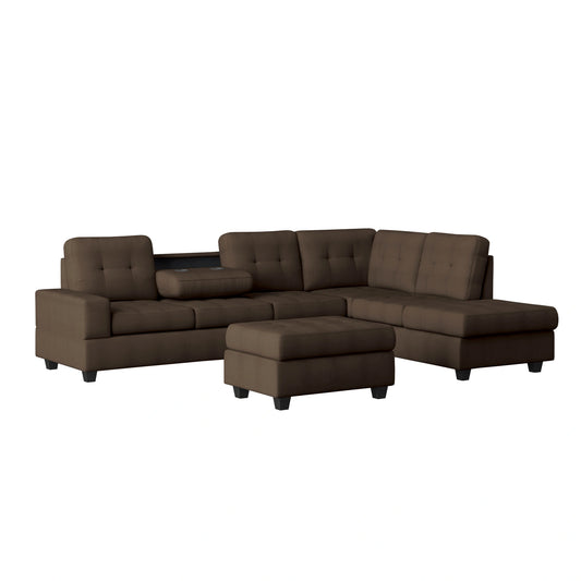 Maston-(3)3-Piece Reversible Sectional with Drop-Down Cup Holders and Storage Ottoman image