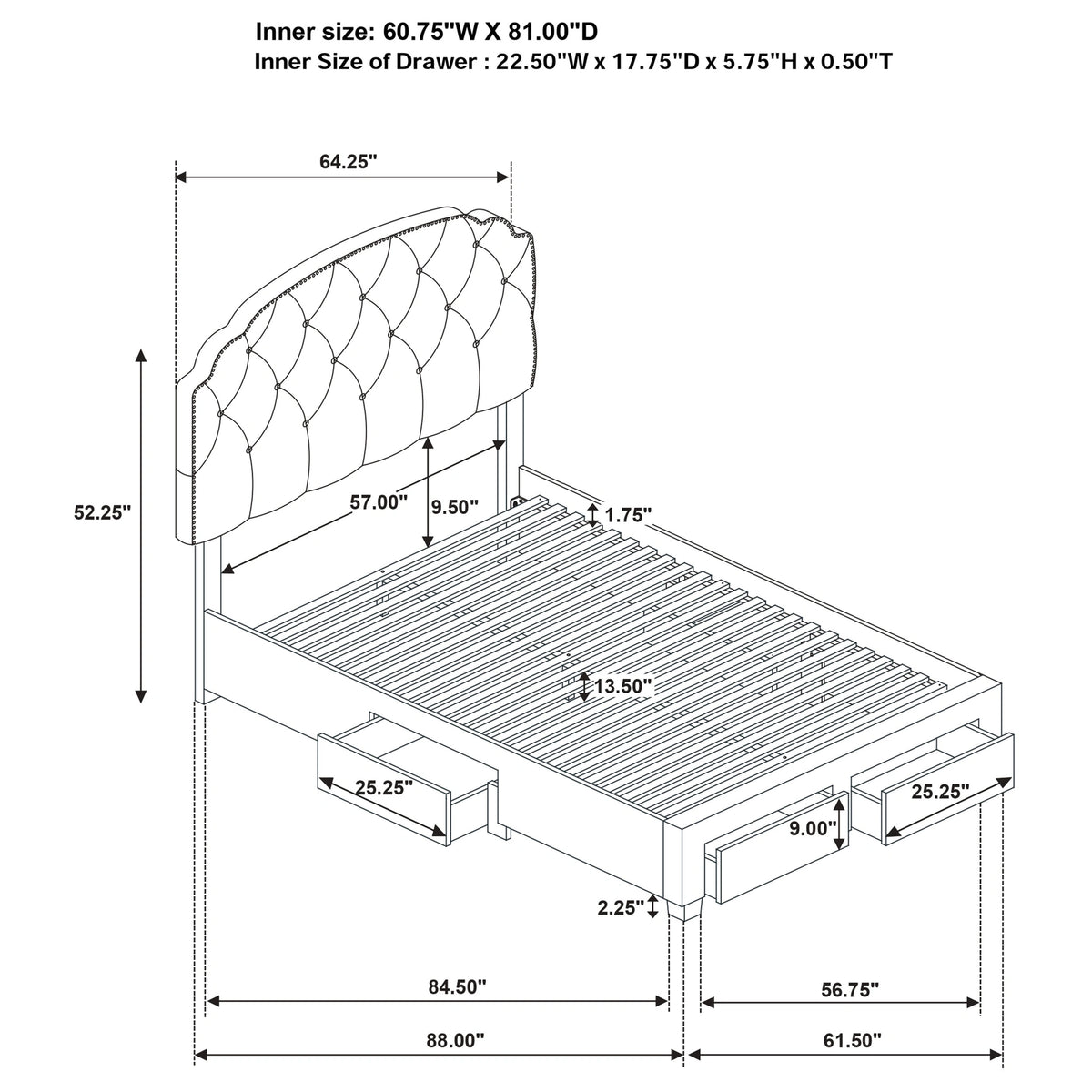 Marianna Panel Platform Storage Bed