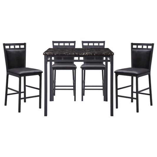 5275-36 - 5-Piece Pack Counter Height Set, Faux Marble Top