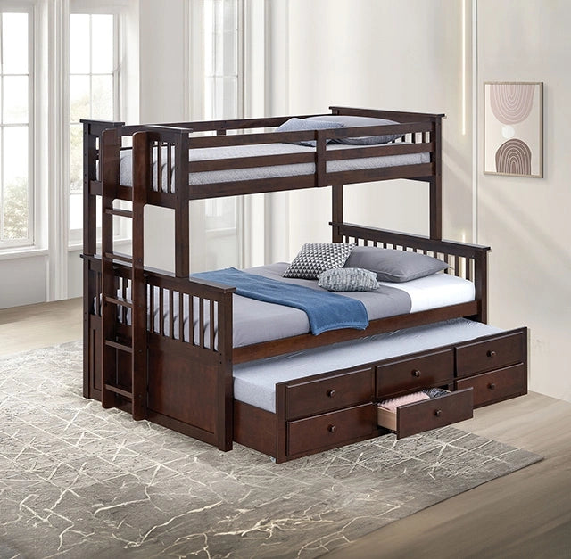 University Twin/Full Bunk Bed Grey, Walnut, & White