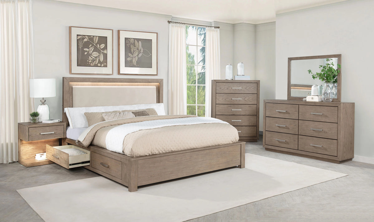 Kenora Panel Platform Storage Bed with LED Lighting