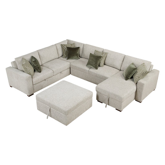 Isla-(6)5-Piece Sectional with Reversible Chaise, Pull-out Bed and Ottoman image