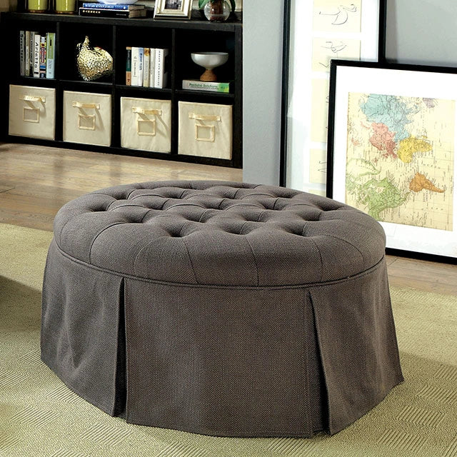 Claes Round Ottoman Gray