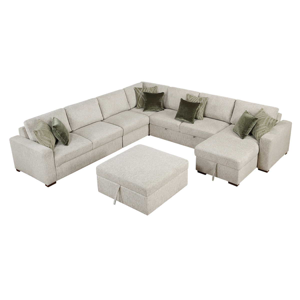 Isla-(7)6-Piece Sectional with Reversible Chaise, Pull-out Bed and Ottoman image