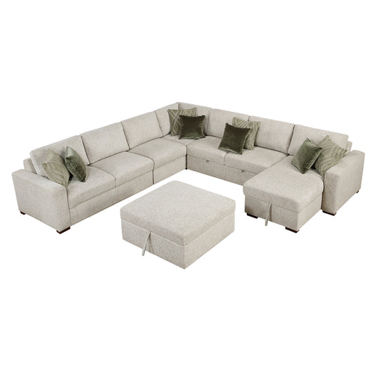 Isla-(7)6-Piece Sectional with Reversible Chaise, Pull-out Bed and Ottoman image
