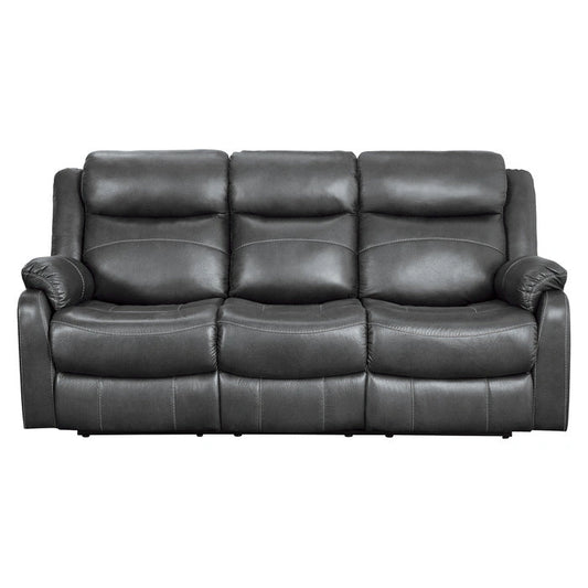 9990GY-3 - Double Lay Flat Reclining Sofa with Center Drop-Down Cup Holders