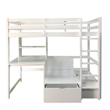 Cargar imagen en el visor de la galería, CALLISTUS Twin Workstation Loft Bed, White &amp; Gray