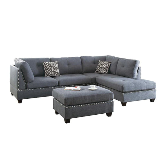 POU6975 - Grey Sectional w/ Ottoman