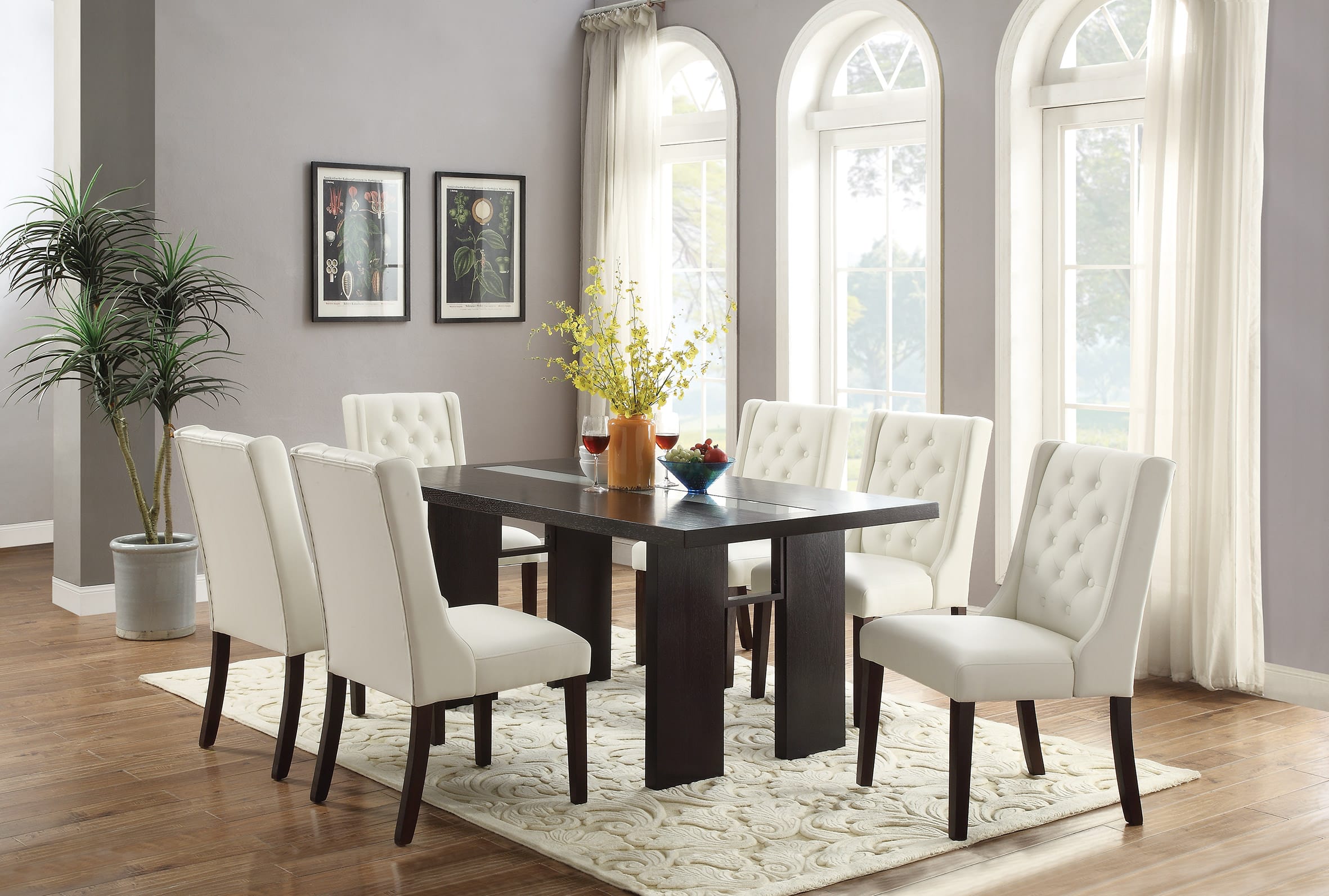 POU2367-1501 - White 7-Pcs Dining Set – BedCo Furniture