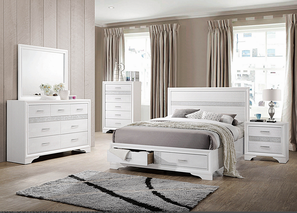 COA205111 - White Bed Frame with Storage