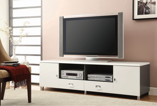 COA700910- Contemporary White 71" TV Console