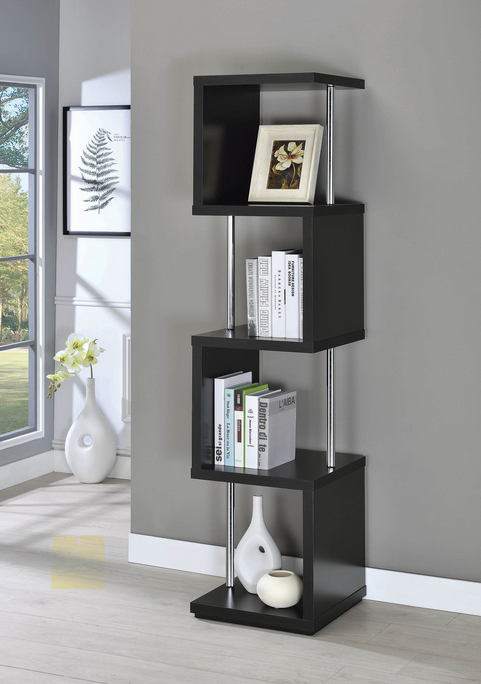 COA801419 - Modern Black Four-Tier Bookcase