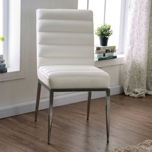FOA3746SC - Faux Leather White Chair - 2 pc Set