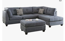 Load image into Gallery viewer, POU6975 - Grey Sectional w/ Ottoman